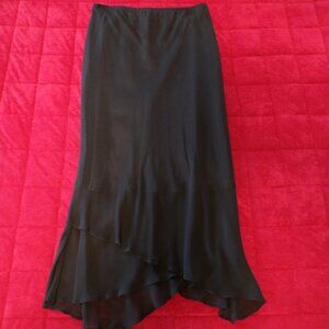 Women's Skirt 100% Rayon Black - 36" Length Scalloped at Bottom Hem Size 6